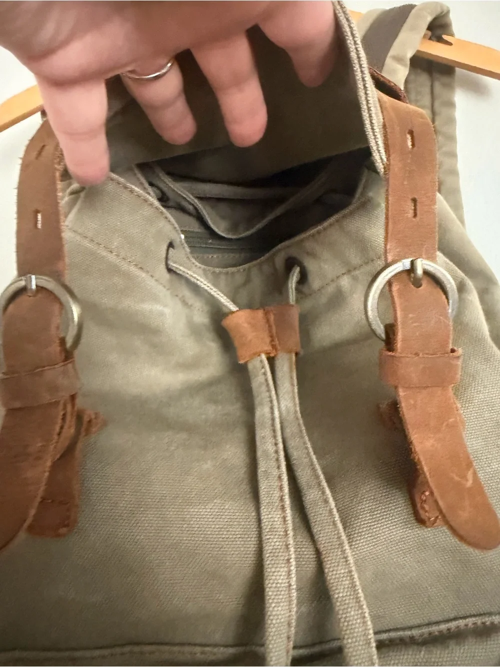 Vintage Canvas Backpack Leather Rucksack Knapsack Tote Satch
